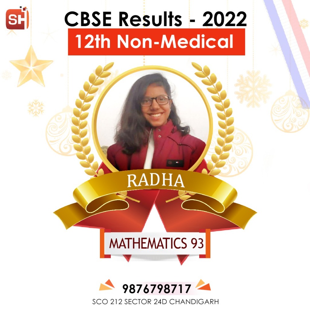Radha CBSE Results 12th Non-Medical Mathematics 93 ScholarsHub Chandigarh